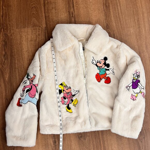 Disney Parks Disneyland Mickey Mouse & Friends embroidered Cream Plush Jacket L - Picture 15 of 16